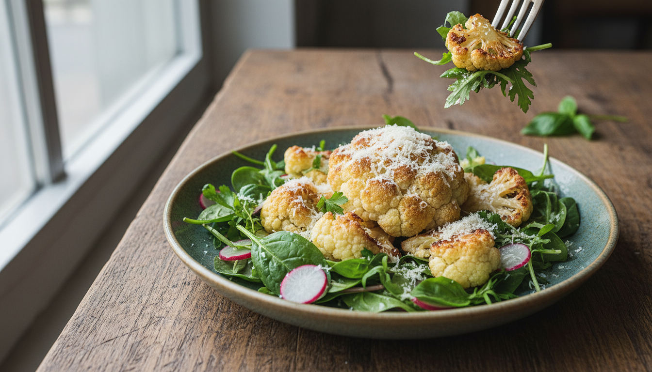 découvrez notre recette facile de chou-fleur rôti au pecorino et poivre, une délicieuse idée pour régaler vos convives et apporter saveur et originalité à votre table.