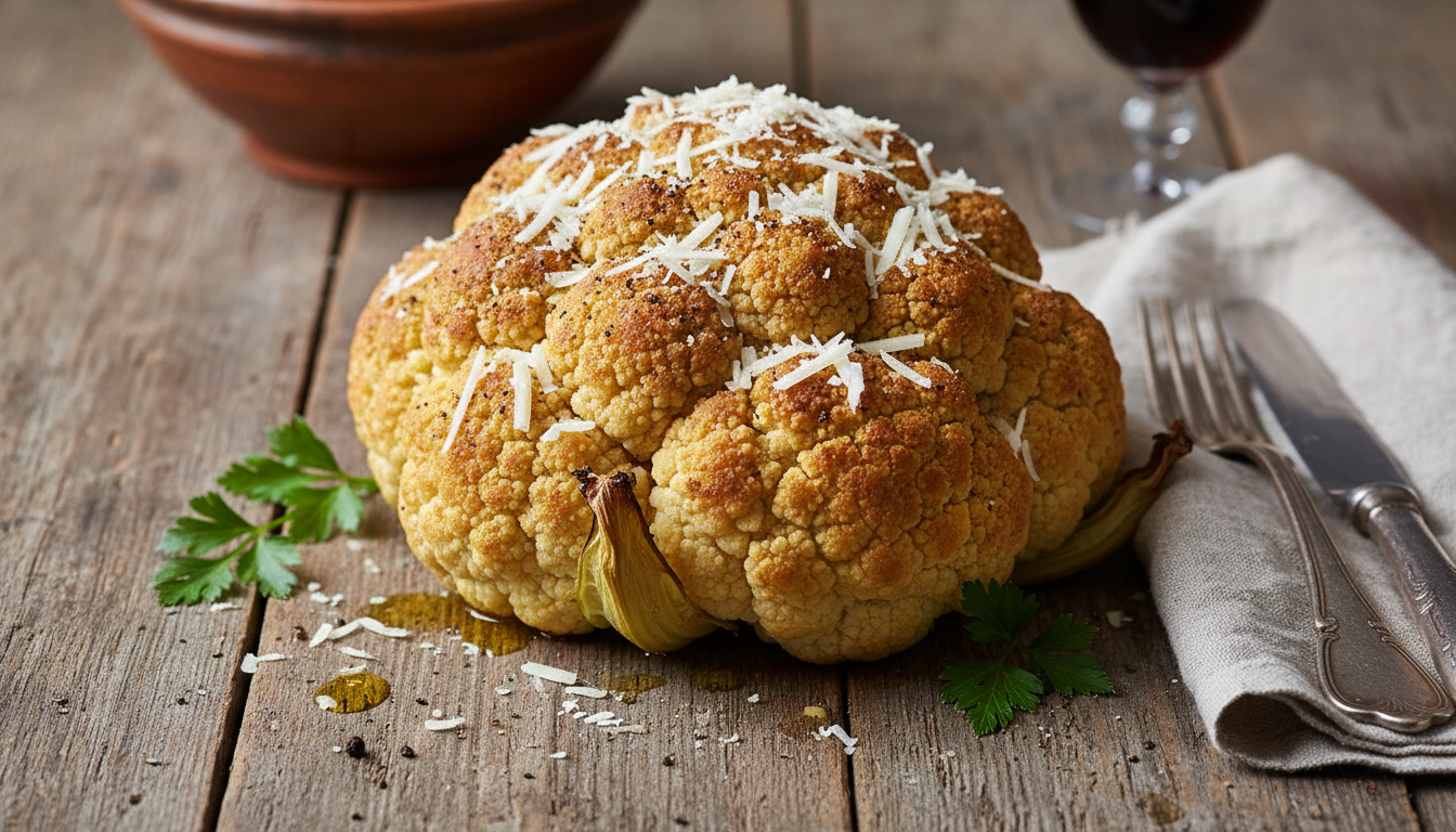 découvrez notre recette simple et savoureuse de chou-fleur rôti au pecorino et poivre, une explosion de saveurs qui séduira vos convives à chaque repas.