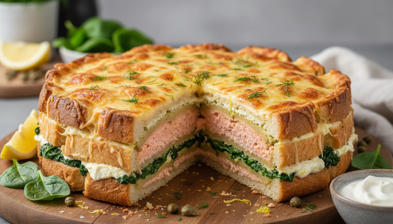 découvrez notre recette de croque-cake au saumon fumé, où le pain de mie renferme un cœur fondant et irrésistible pour un repas gourmand et facile à réaliser.