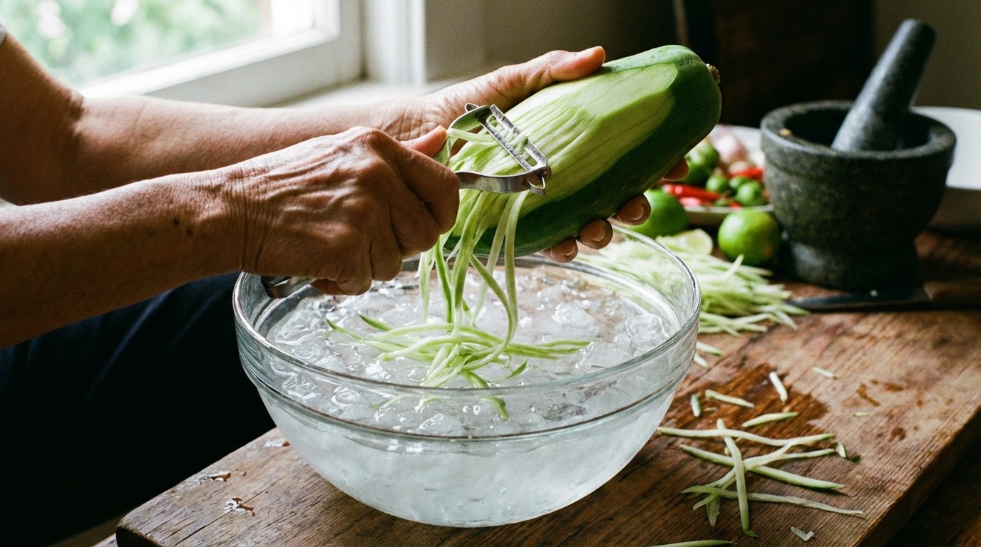 savourez la fraîcheur exotique avec notre salade légère de papaye verte laotienne, un délicieux mélange de saveurs authentiques et d'ingrédients naturels.