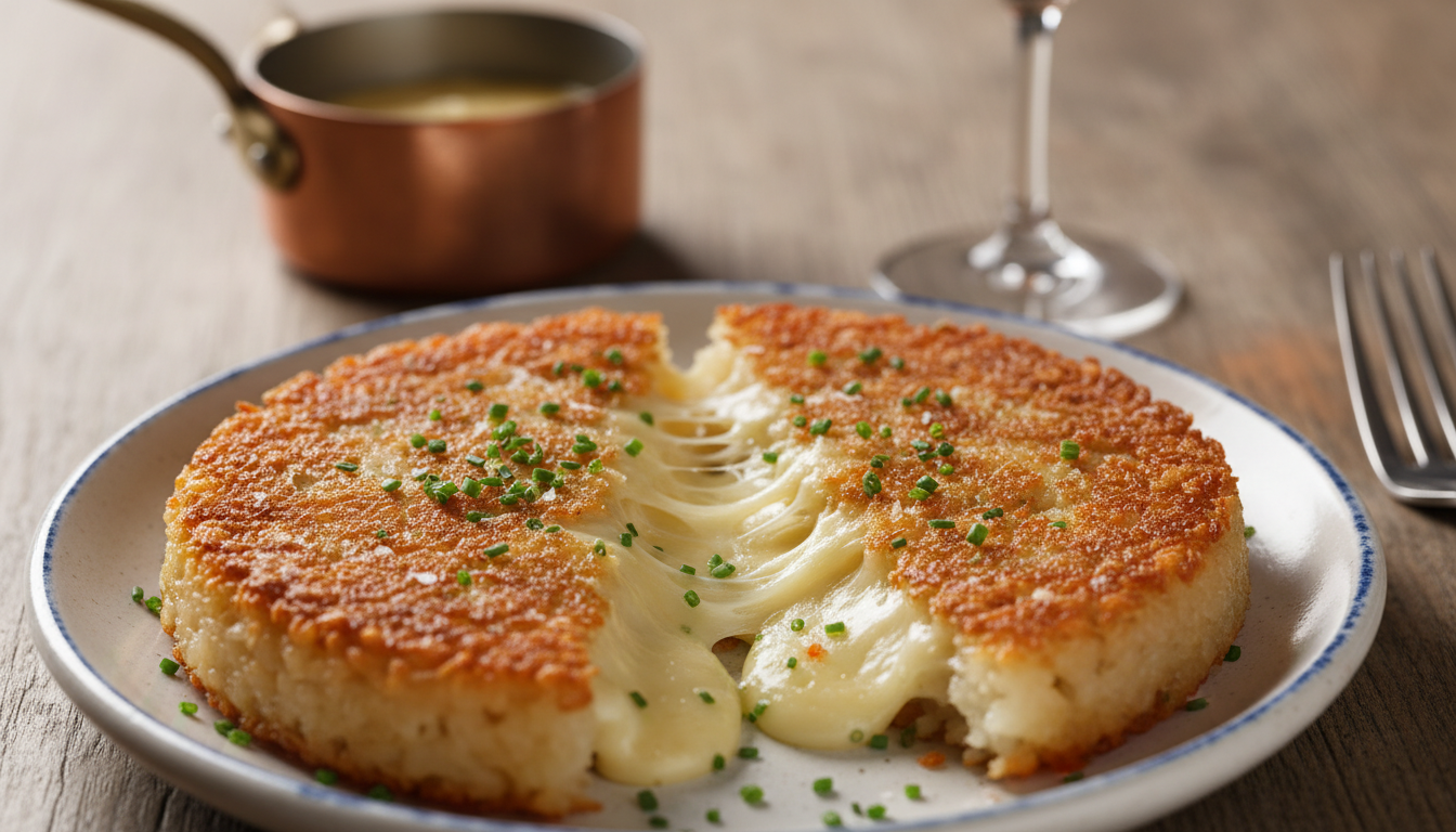 savourez une galette croustillante au riz cuit, délicatement garnie d'un cœur fondant et généreux en saveurs authentiques.