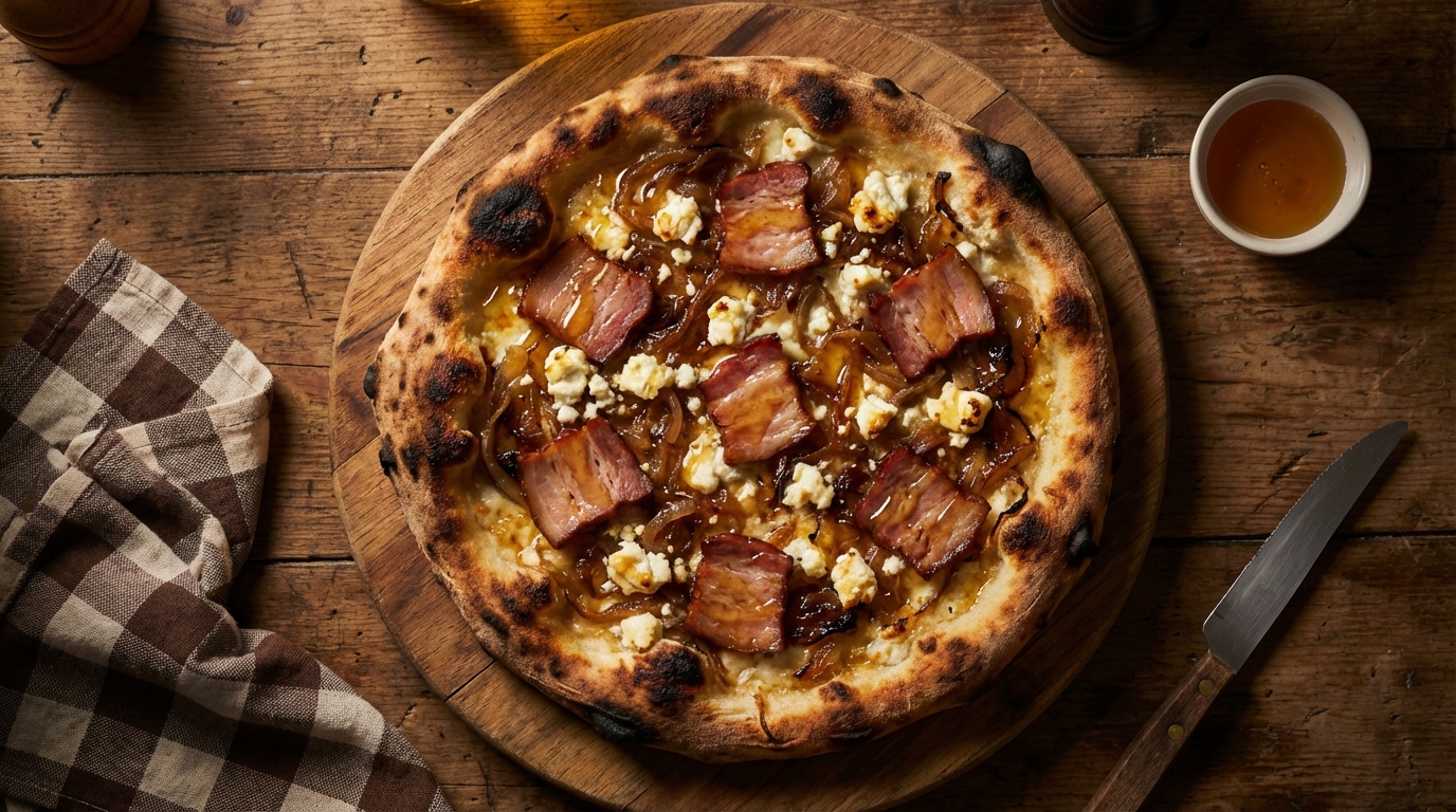 découvrez notre recette savoureuse de pizza au chèvre et lardons, un délice gourmand alliant douceur et caractère pour régaler vos papilles.