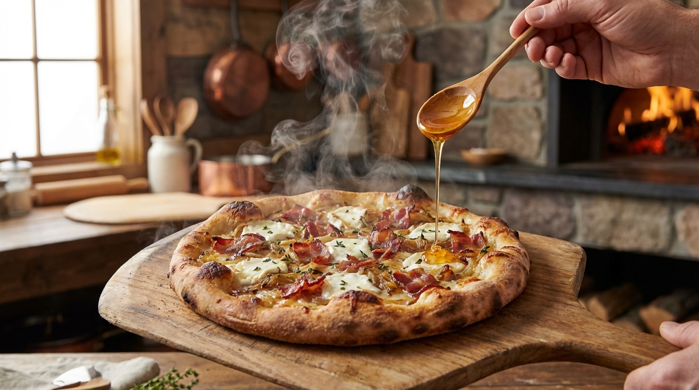 découvrez notre délicieuse recette de pizza au chèvre et lardons, une alliance parfaite de saveurs gourmandes pour régaler vos papilles.