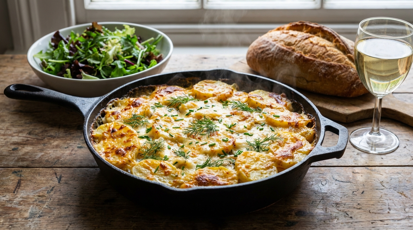 découvrez la recette facile et gourmande du gratin de pommes de terre et poisson savoureux, un délice en cocotte pour régaler toute la famille.