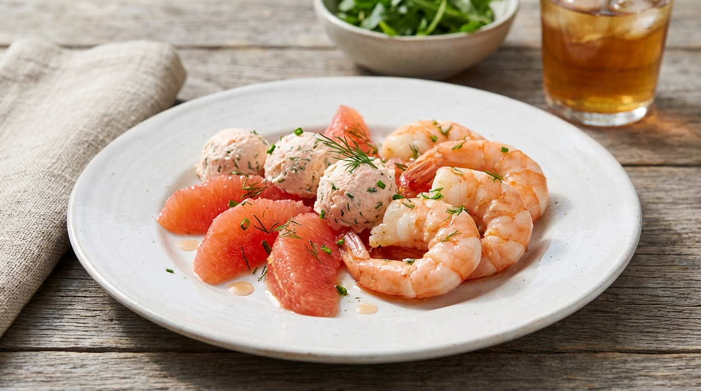 découvrez une recette gourmande et estivale alliant crevettes fraîches, pamplemousse juteux et fromage au saumon pour un délice rafraîchissant et savoureux.