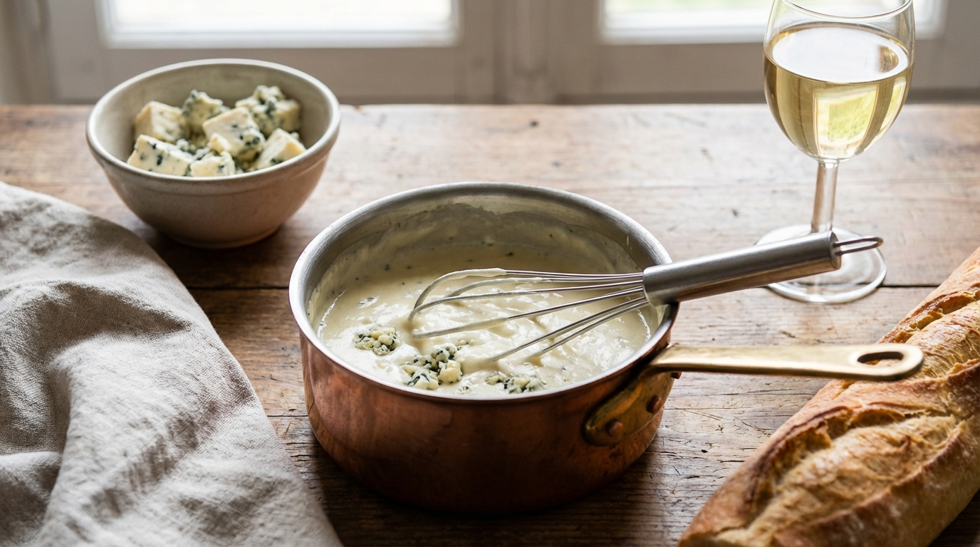 savourez un délice gourmand avec un œuf poché parfaitement posé sur un pain toasté croustillant, nappé d'une onctueuse crème au bleu pour un mariage de saveurs unique.