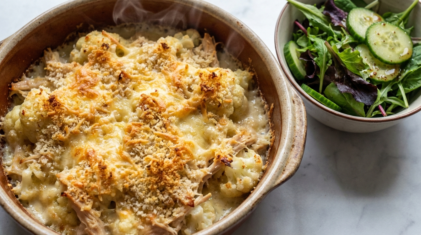 découvrez la recette du gratin de chou-fleur et poulet, un plat savoureux, léger et équilibré, parfait pour un repas sain et gourmand.