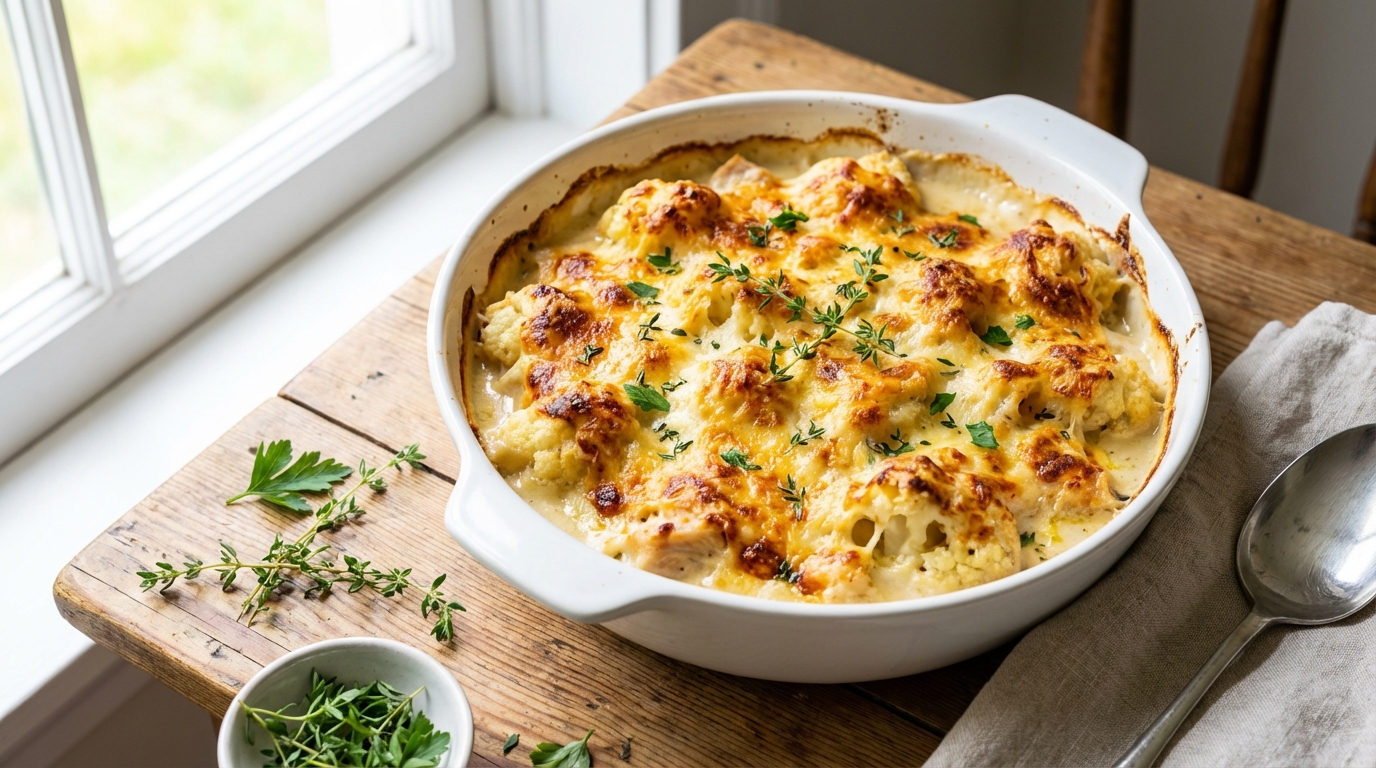 découvrez notre recette de gratin de chou-fleur et poulet, un plat savoureux, léger et équilibré, parfait pour un repas gourmand et sain.