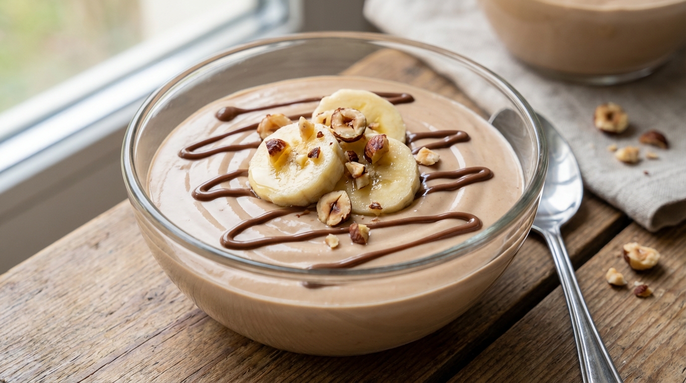 découvrez notre recette gourmande de crème légère au kinder, associant la douceur de la banane et le croquant des éclats de noisettes pour un délice onctueux irrésistible.