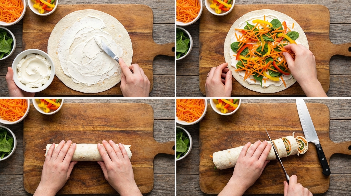 découvrez une recette simple et rapide de roulés au fromage frais et légumes croquants, parfaits pour un apéritif gourmand et frais.