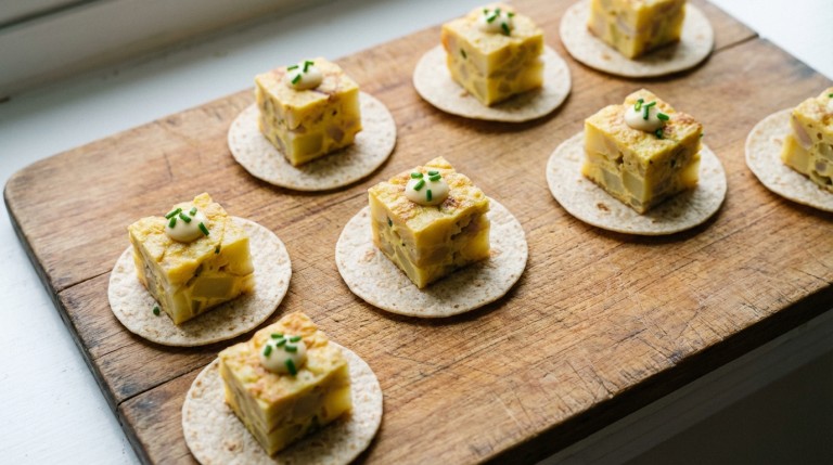 découvrez des délices légers avec nos petites bouchées de tortilla aux pommes de terre, parfaites pour un apéritif savoureux et facile à préparer.