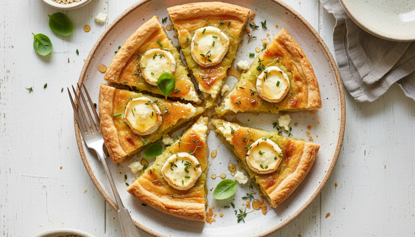découvrez la tarte poireaux, chèvre et miel, une recette délicieusement fondante et sans œufs qui ravira toutes les papilles. parfaite pour un repas gourmand et sain !