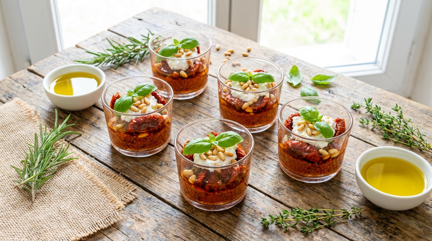 découvrez notre recette de verrines provençales au chèvre frais, une explosion de saveurs méditerranéennes alliant fraîcheur et gourmandise pour un apéritif réussi.