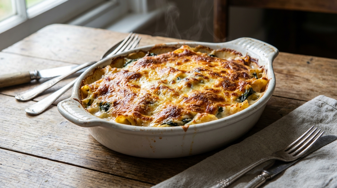 découvrez notre recette gourmande et saine de gratin de pâtes aux blettes, nappé d'une béchamel légère pour un plat savoureux et équilibré.