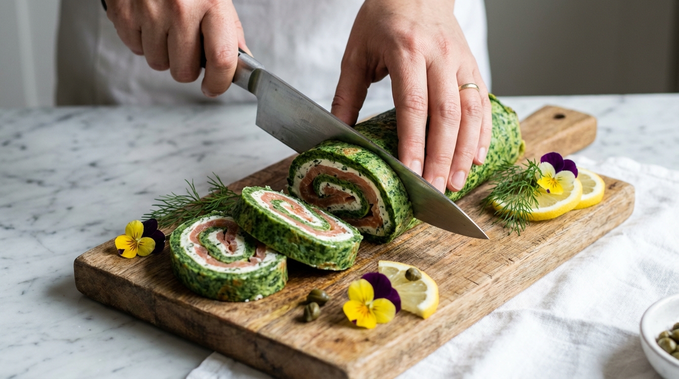 découvrez notre recette facile et savoureuse de roulé d’épinards garni de saumon fumé et fromage frais, idéale pour un repas léger et gourmand.