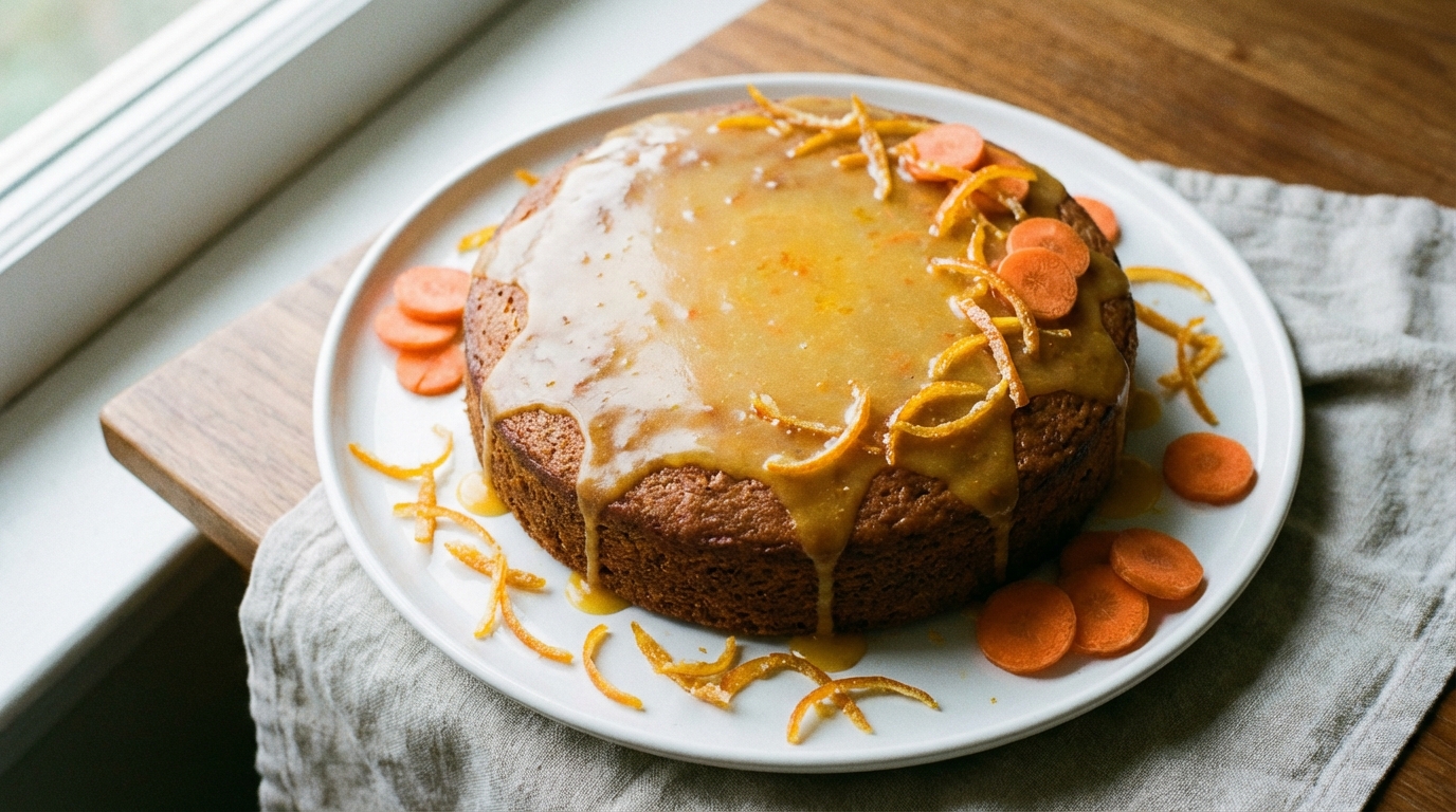 découvrez notre recette facile de gâteau moelleux à la carotte et à l'orange, sublimé par un glaçage légèrement fondant pour une douceur parfaite.