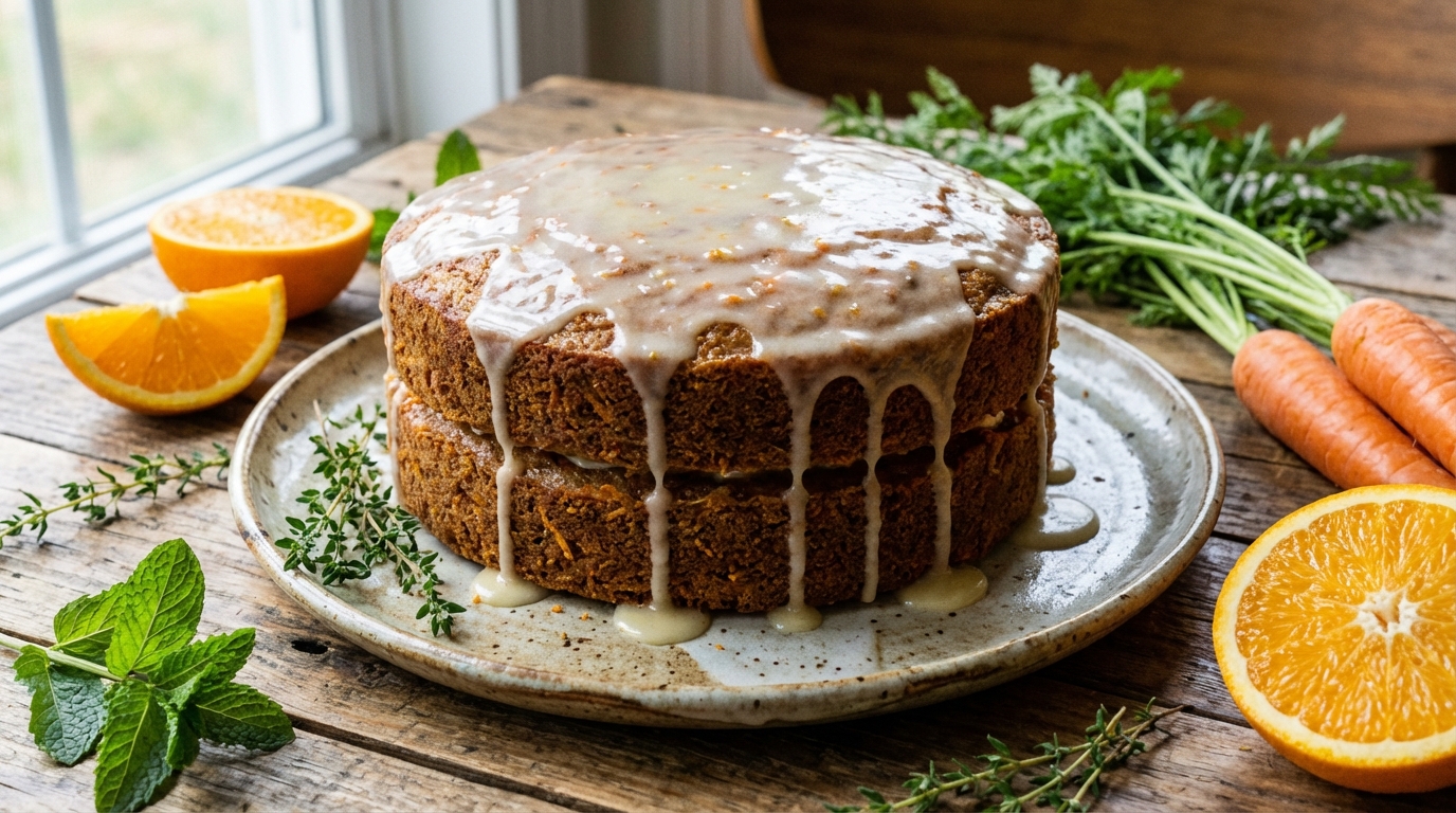découvrez notre recette de gâteau moelleux à la carotte et à l’orange, accompagné d’un glaçage légèrement fondant pour un dessert gourmand et raffiné.