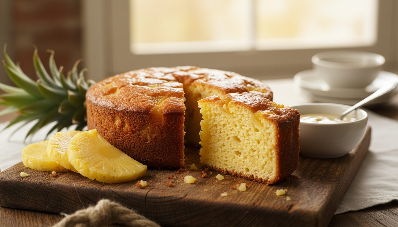 découvrez la recette gourmande du gâteau à l’ananas et lait concentré, une douceur moelleuse et naturellement sucrée sans ajout de sucre, parfaite pour les amateurs de desserts légers et savoureux.