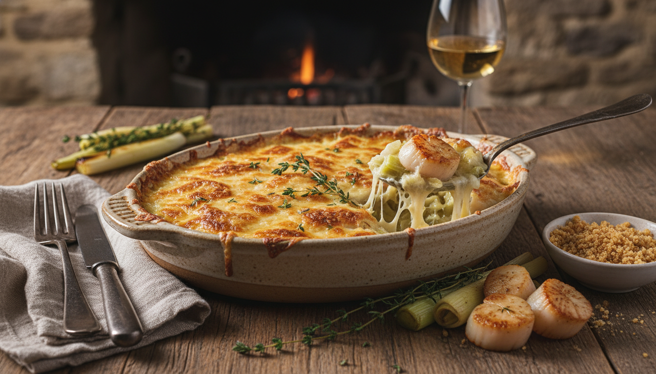 découvrez notre recette facile de gratin de poireaux aux saint-jacques, parfaite pour sublimer vos dîners de fête avec une touche gourmande et raffinée.