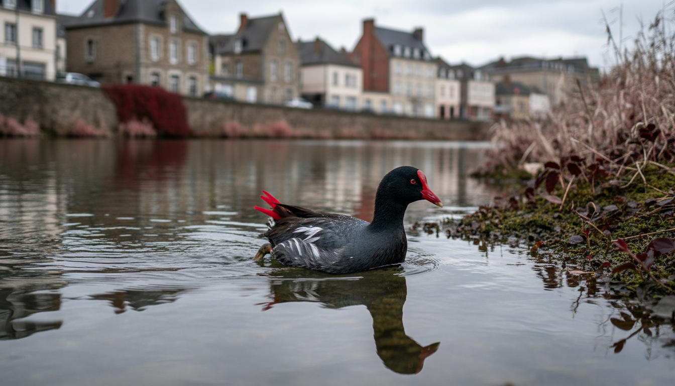 découvrez l’étonnant oiseau noir, blanc et rouge qui nage dans la vilaine à rennes, une rencontre insolite au cœur de la nature urbaine.