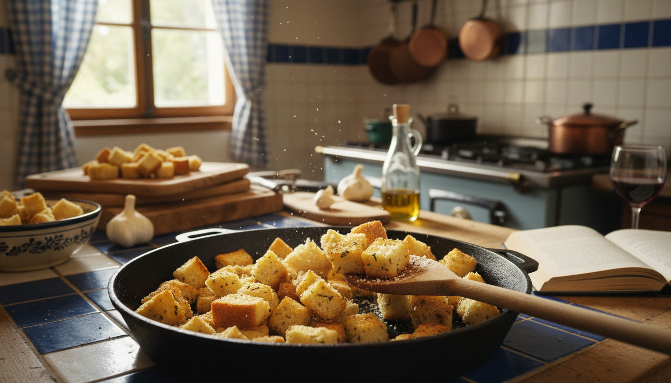 découvrez comment transformer facilement votre pain rassis en une omelette aux lardons et croûtons moelleuse et savoureuse, parfaite pour un repas réconfortant.