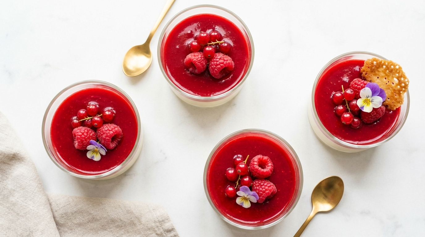 découvrez notre recette de panna cotta légère aux fruits rouges, une douceur élégante et gourmande parfaite pour impressionner vos beaux-parents lors d'un dessert raffiné.