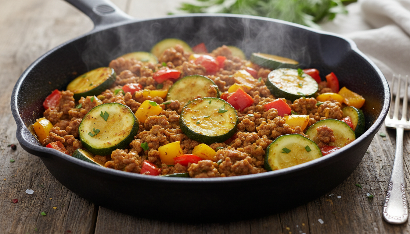 découvrez une poêlée savoureuse de steak haché, courgettes et poivrons au curry. un plat simple et rapide à préparer, riche en arômes étonnants qui raviront vos papilles.
