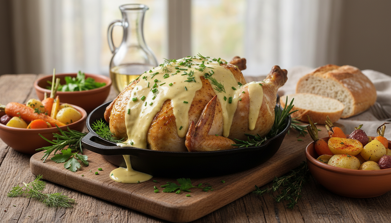 découvrez notre recette de poulet à la moutarde accompagné d'une fondue de poireaux ultra fondante, le plat réconfortant idéal pour réchauffer vos soirées d'hiver.