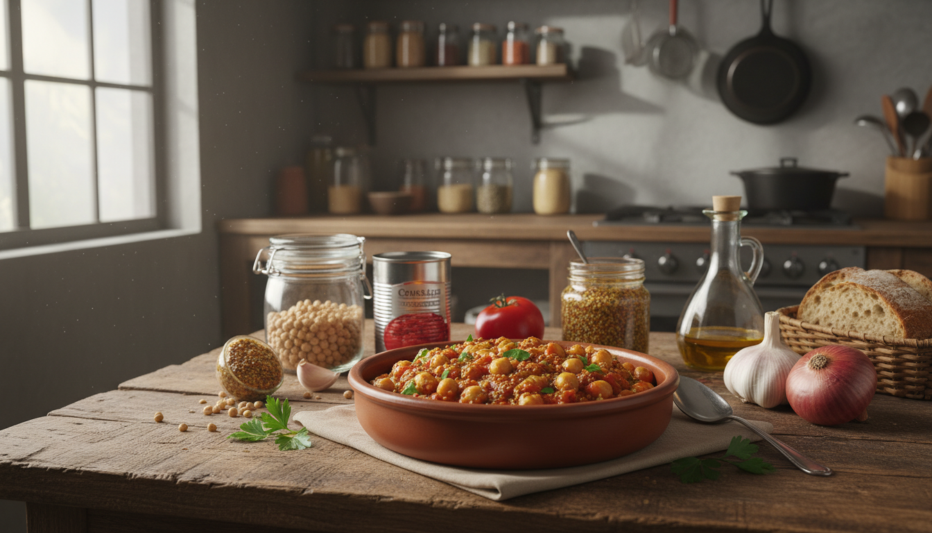 découvrez une recette savoureuse et originale de pois chiches à la tomate et à la moutarde relevée, idéale pour transformer vos plats de placard en repas gourmands et pleins de saveurs.