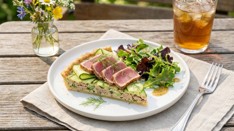 découvrez notre recette facile et délicieuse de tarte fraîche au concombre et thon, parfaite pour un repas léger et savoureux.