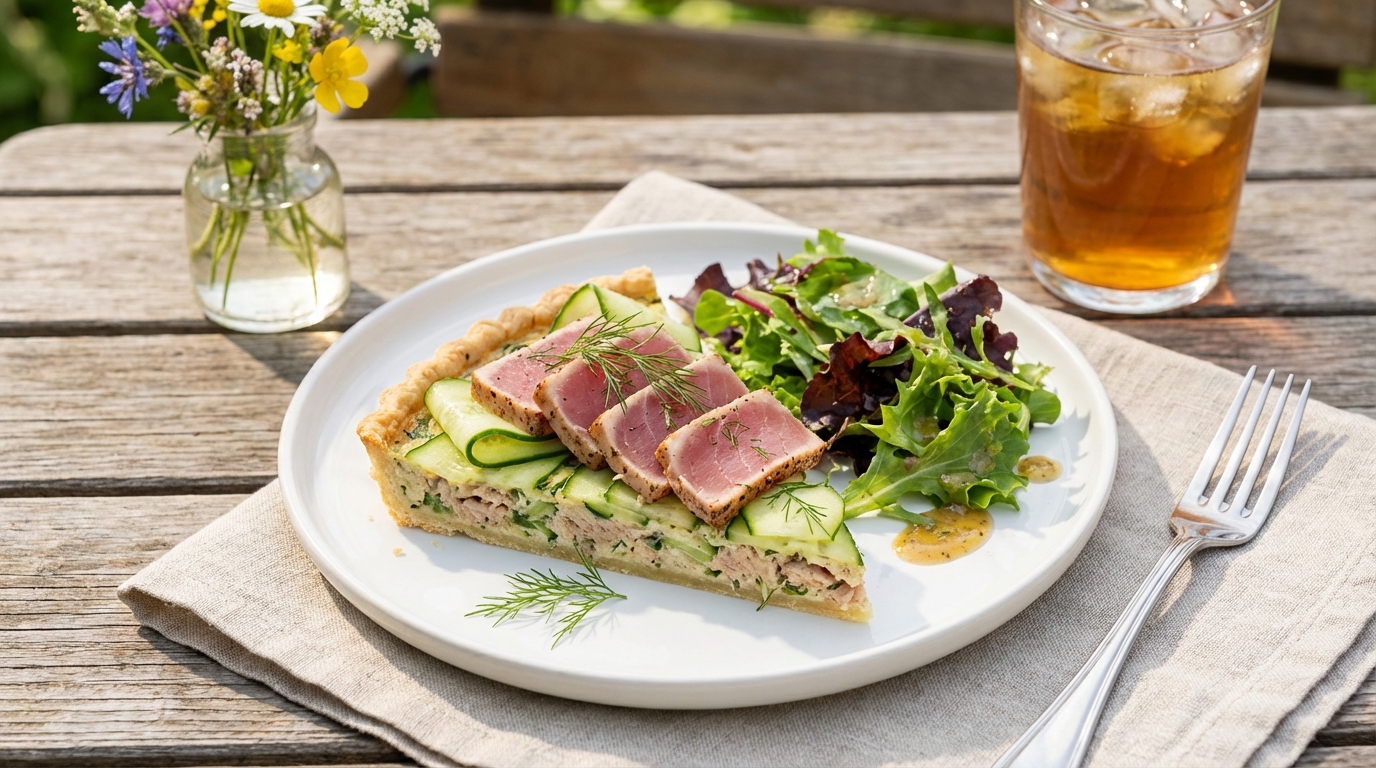 découvrez notre recette facile et délicieuse de tarte fraîche au concombre et thon, parfaite pour un repas léger et savoureux.