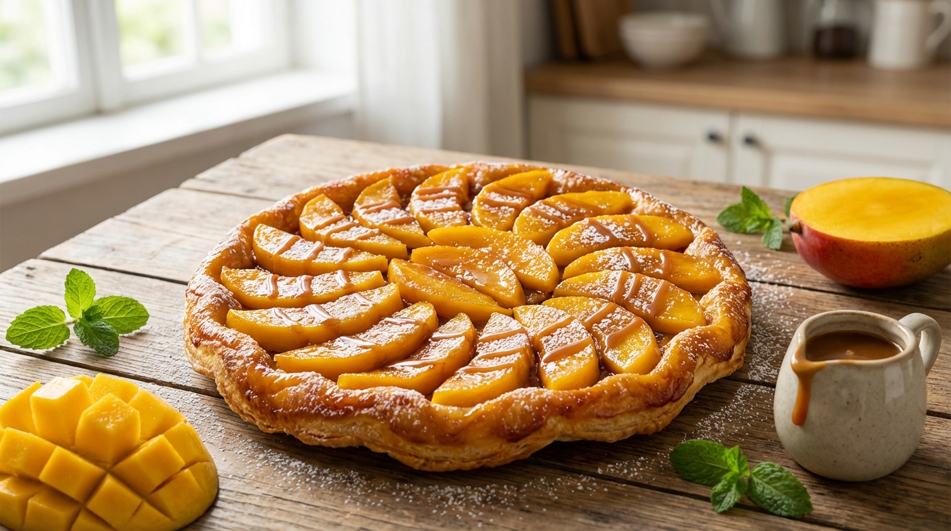 découvrez la tarte tatin à la mangue allégée, un dessert exotique et léger qui équilibre parfaitement douceur et fraîcheur pour un plaisir irrésistible sans culpabilité.
