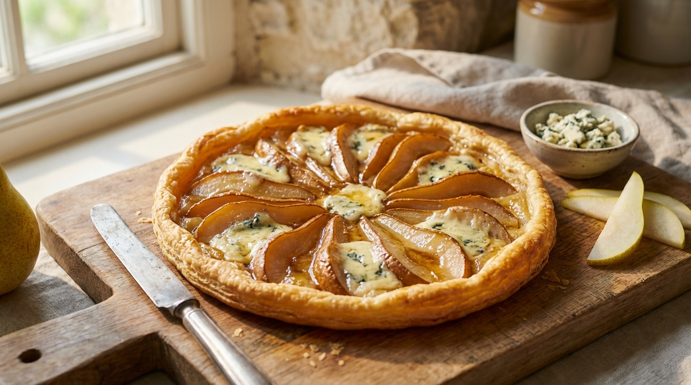 découvrez notre recette facile et raffinée de tarte gourmande aux poires et roquefort, un délicieux équilibre entre douceur et caractère pour régaler vos papilles.