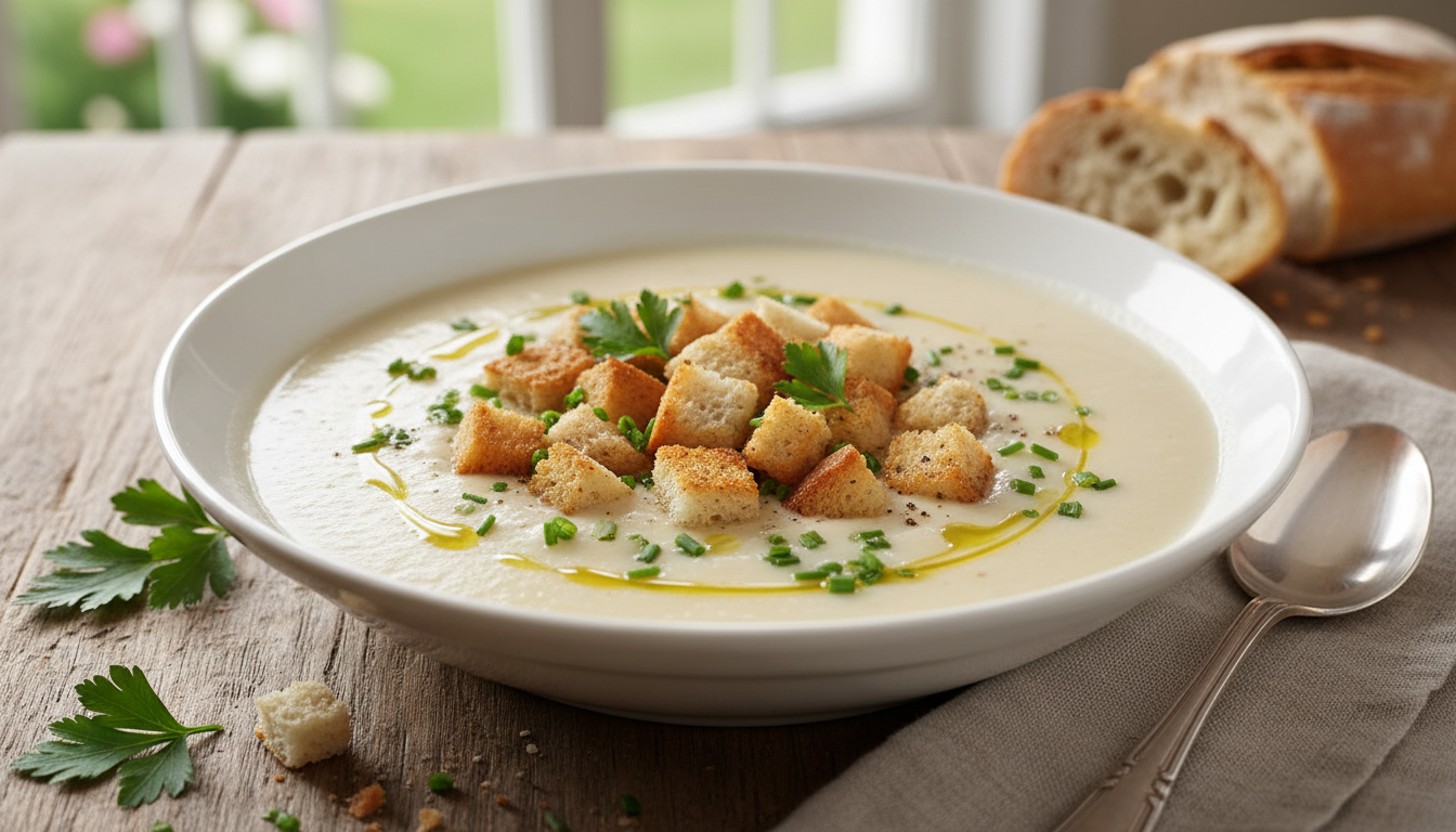 découvrez le velouté dubarry au chou-fleur, une soupe française onctueuse qui transforme ce légume humble en une délicate symphonie de saveurs raffinées, parfaite pour réchauffer vos repas.