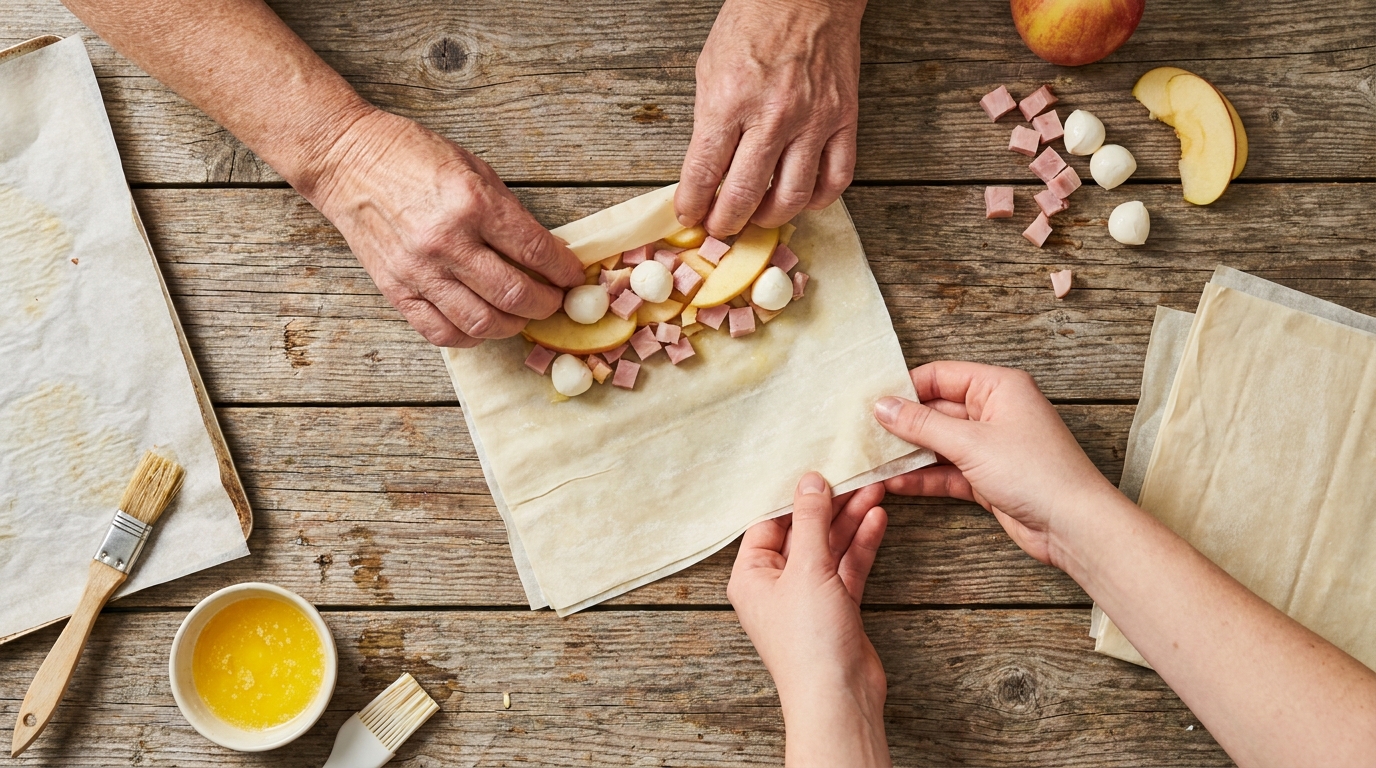 découvrez nos aumônières gourmandes et légères, alliant la fraîcheur croquante de la pomme, la douceur fondante de la mozzarella et le goût savoureux du jambon sec pour une expérience culinaire délicieuse et équilibrée.