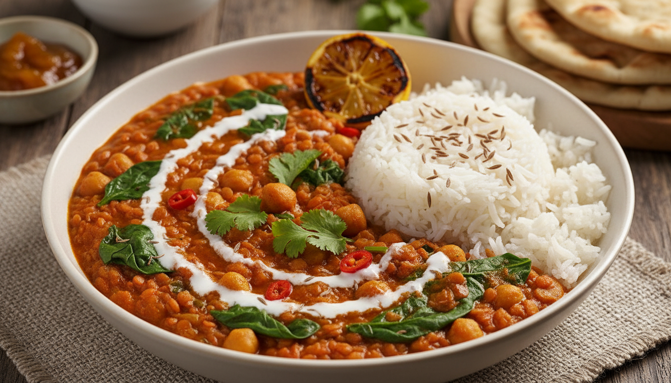 savourez ce dahl de lentilles corail au lait de coco, un plat rapide, savoureux et réconfortant qui éveillera vos papilles à chaque bouchée.