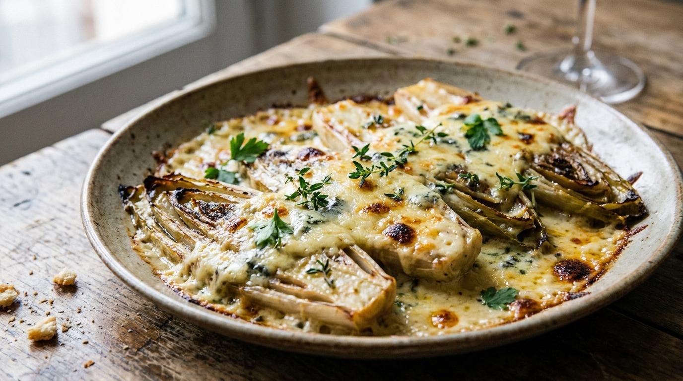 découvrez notre recette simple et gourmande de délices d’endives gratinées au fromage bleu, idéale pour un plat savoureux et réconfortant.