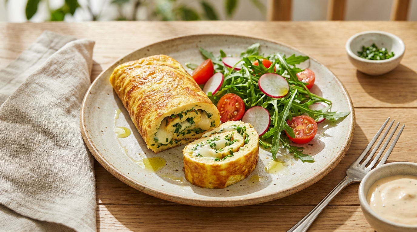 découvrez la recette facile et rapide de l'omelette roulée légère au fromage, idéale pour un repas savoureux et équilibré qui ravira vos papilles.