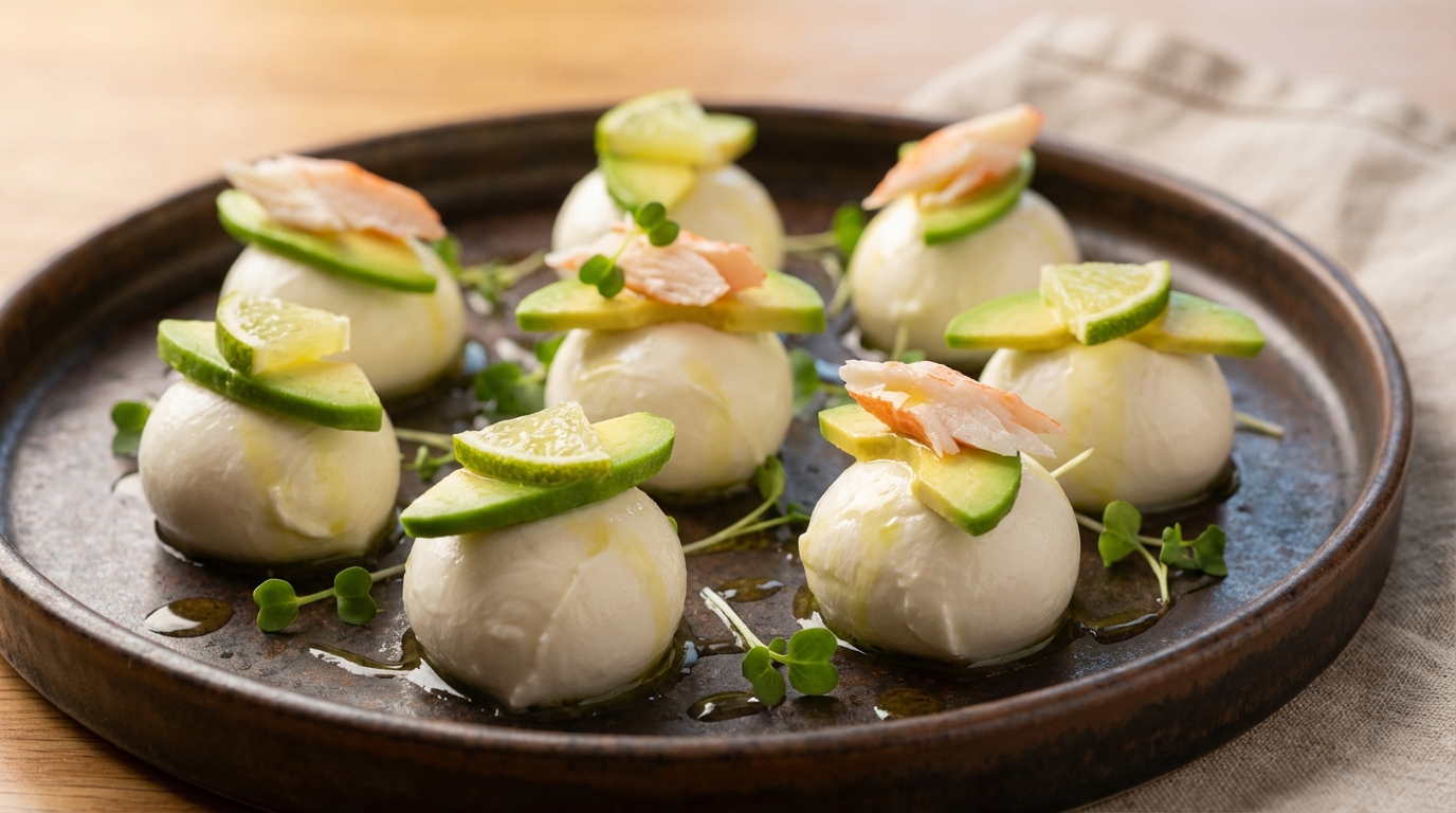 découvrez une délicieuse recette de bulle au fromage frais, avocat, citron vert et surimi, parfaite pour un repas frais et savoureux.