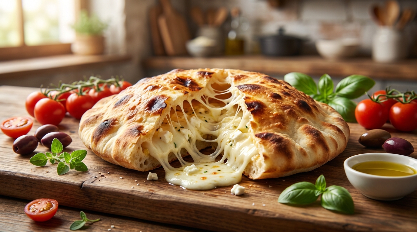 découvrez notre délicieuse recette de pita au fromage, un savoureux mariage fondant qui ravira vos papilles à chaque bouchée.