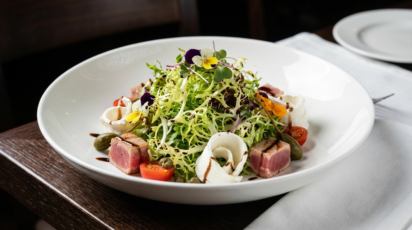 découvrez notre délicieuse salade frisée au thon accompagnée de fines languettes de fromage frais, une recette fraîche et savoureuse parfaite pour un repas léger et gourmand.