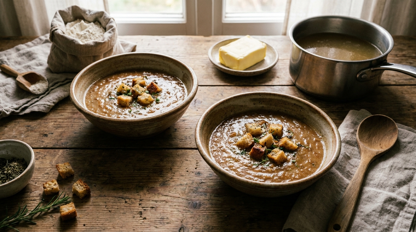 découvrez une délicieuse soupe légère à la farine, une recette traditionnelle suisse revisitée pour une préparation simple et savoureuse.