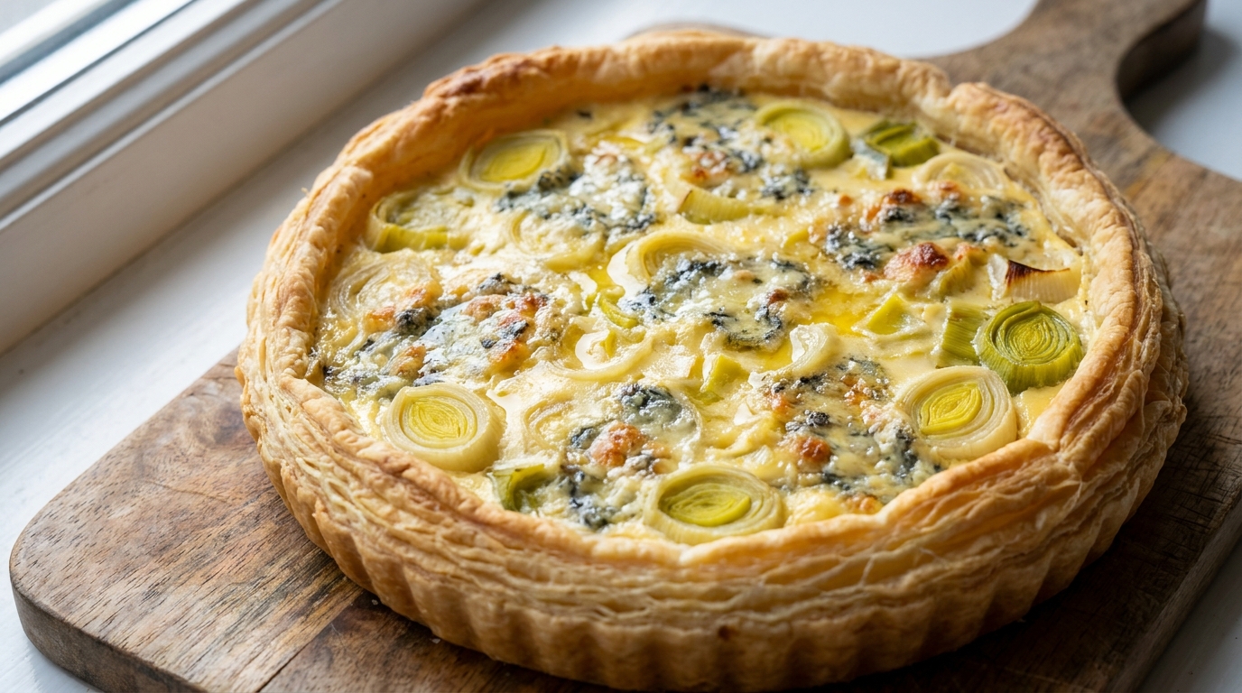 découvrez notre délicieuse tarte aux poireaux fondants et au fromage bleu savoureux, une recette gourmande parfaite pour un repas réconfortant et plein de saveurs.
