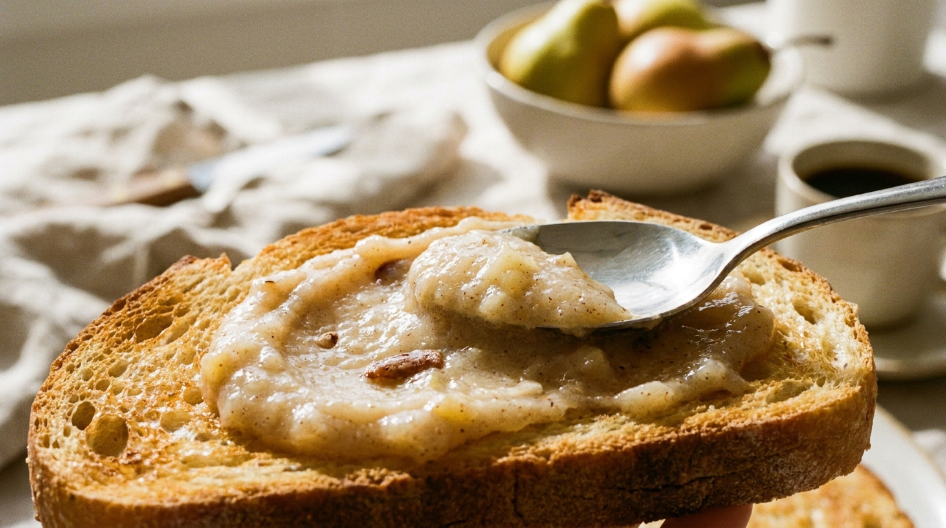découvrez notre délicieuse tartinade légère à la poire, subtilement infusée à la fève tonka pour une saveur unique et raffinée. parfaite pour vos pauses gourmandes.