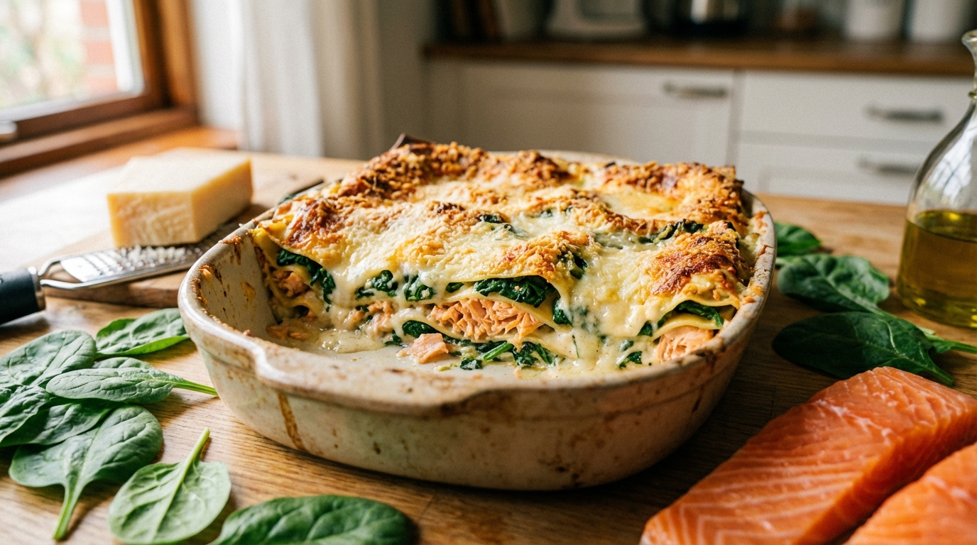 découvrez une recette savoureuse de lasagnes au saumon, épinards frais et parmesan fondant, idéale pour un repas gourmand et équilibré.