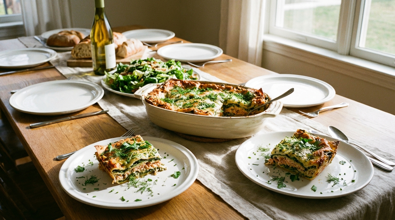 découvrez notre recette savoureuse de lasagnes au saumon, épinards frais et parmesan fondant, idéale pour un repas gourmand et facile à préparer.