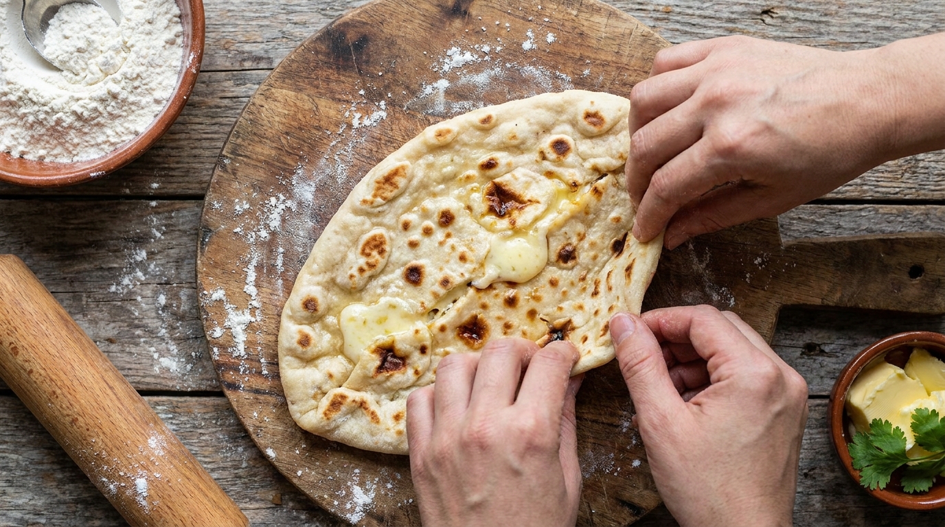 découvrez la recette gourmande du naan moelleux au yaourt et fromage, parfait pour un repas savoureux et facile à préparer.