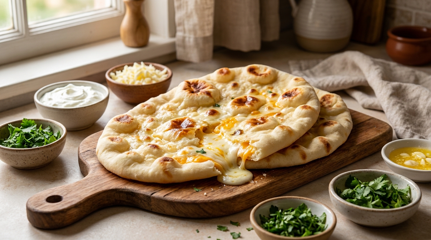 découvrez notre recette gourmande de naan moelleux au yaourt et fromage, parfaite pour un repas savoureux et facile à préparer.