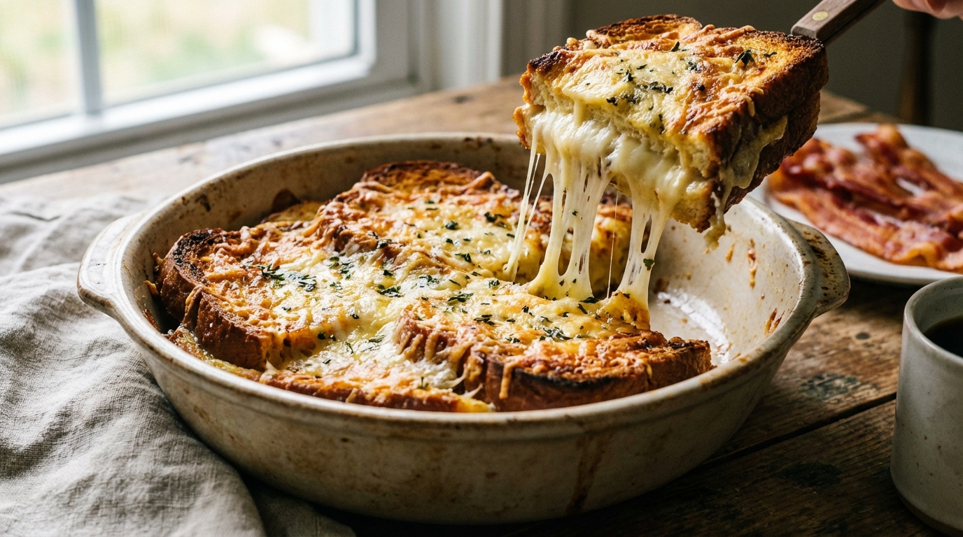 découvrez notre recette gourmande de pain perdu au fromage, un plat savoureux et facile à préparer pour un repas réconfortant à toute heure.