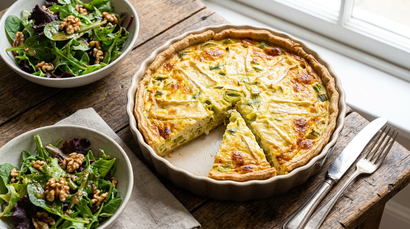 découvrez notre recette de quiche légère aux poireaux et brie, une alliance parfaite entre saveurs gourmandes et équilibre nutritionnel pour un repas sain et délicieux.